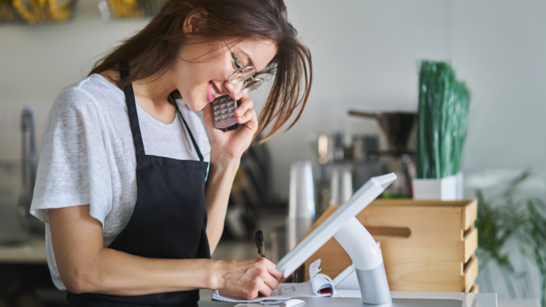 Woman placing an order