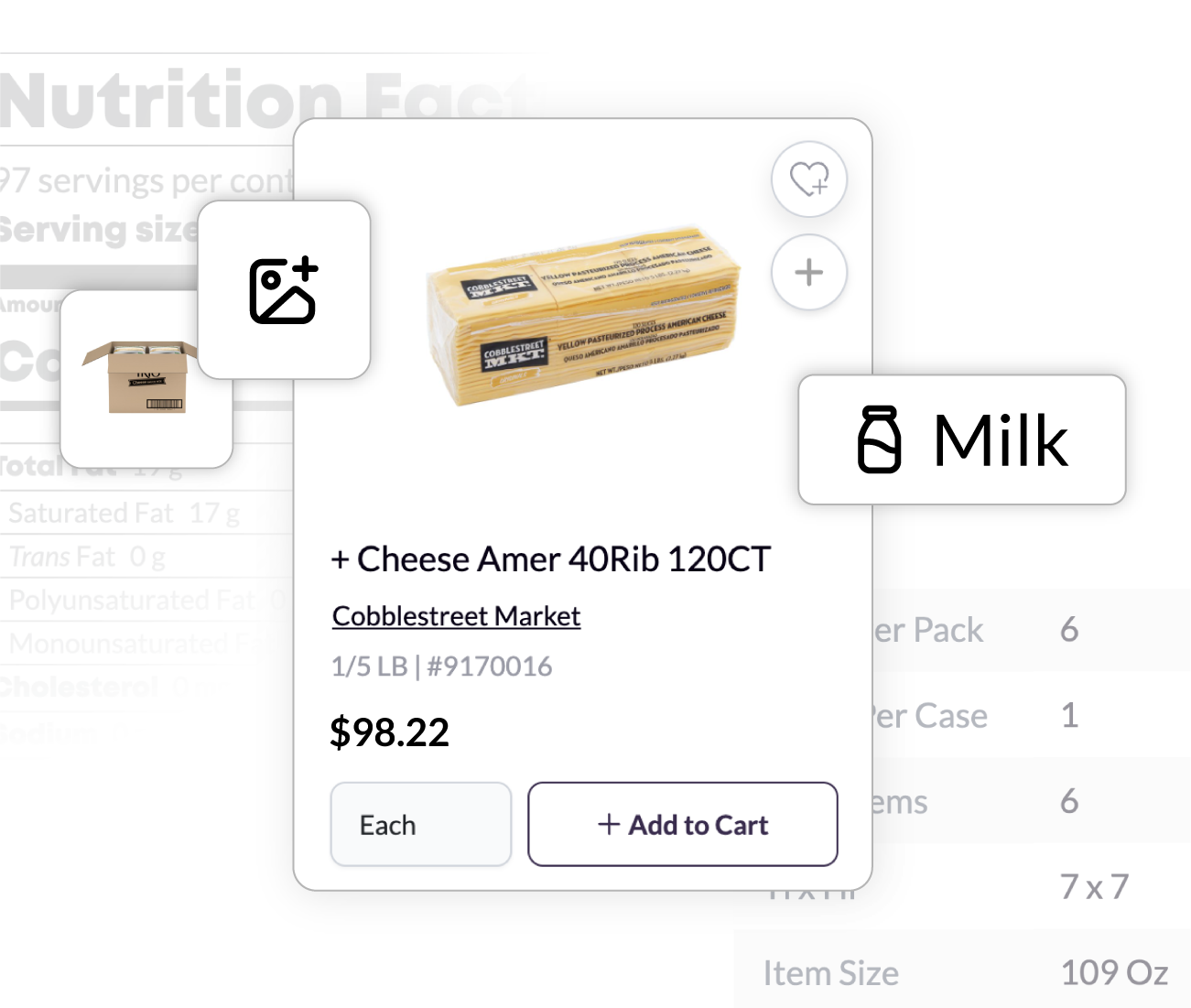Online cheese product listing with price and add to cart option